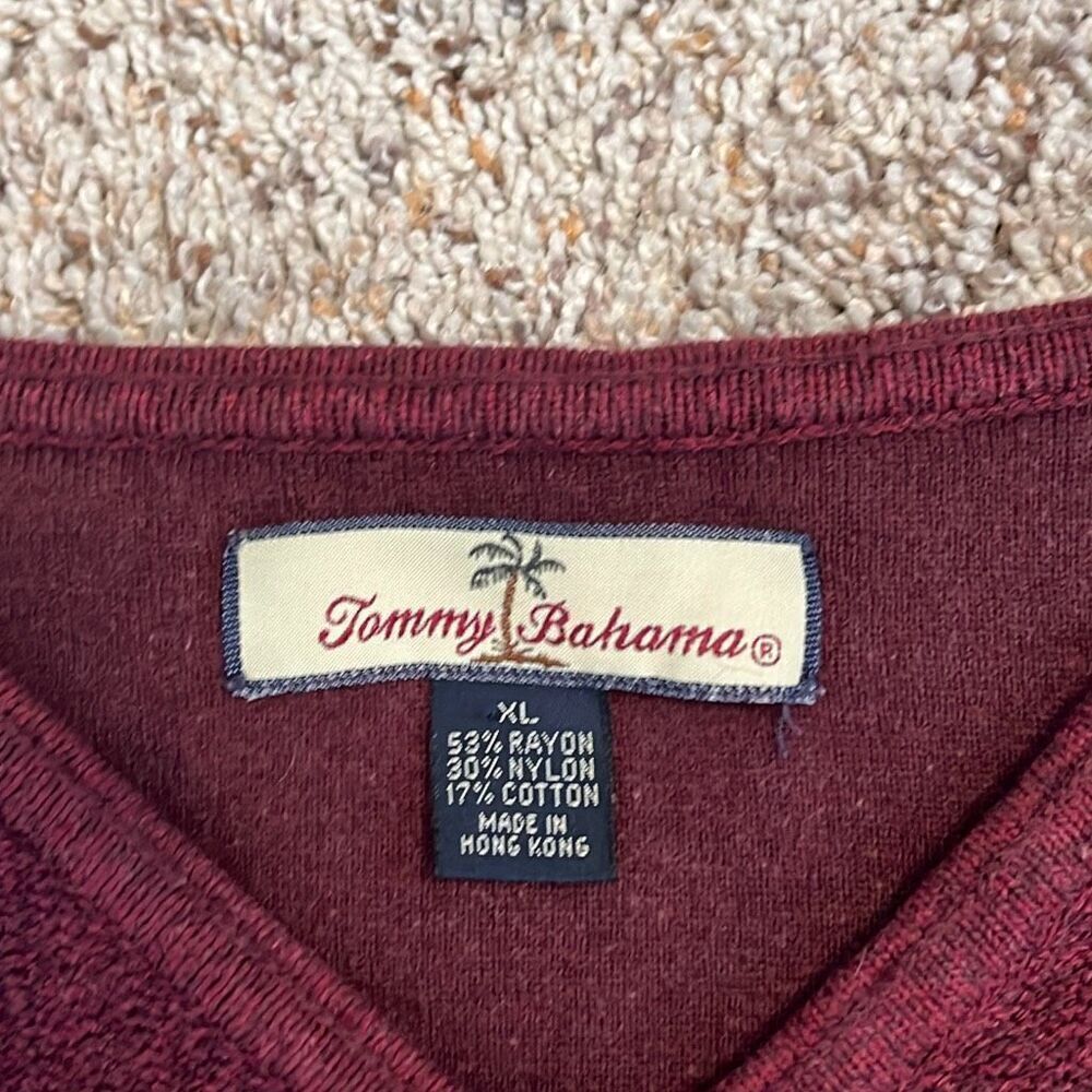 Tommy Bahama Burgundy V-Neck Sweater Size XL - Picture 4 of 5